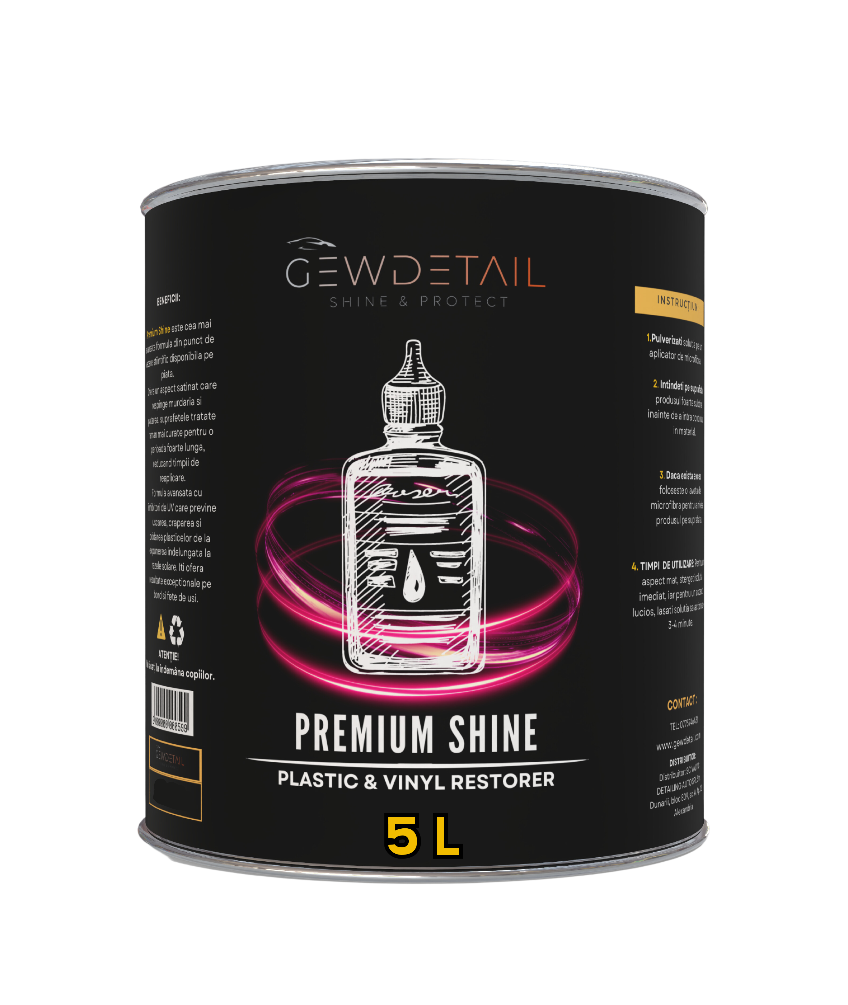 Soluție Dressing și Protecție Plastice 5L - Premium Shine Polimeri GEWDETAIL